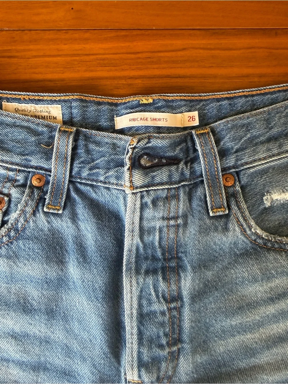 Levi’s Ribcage High-Rise Denim Shorts